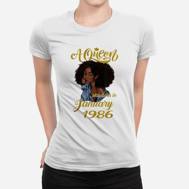 A Queen Was Born In January 1986 35Th Birthday Gift Women T-shirt