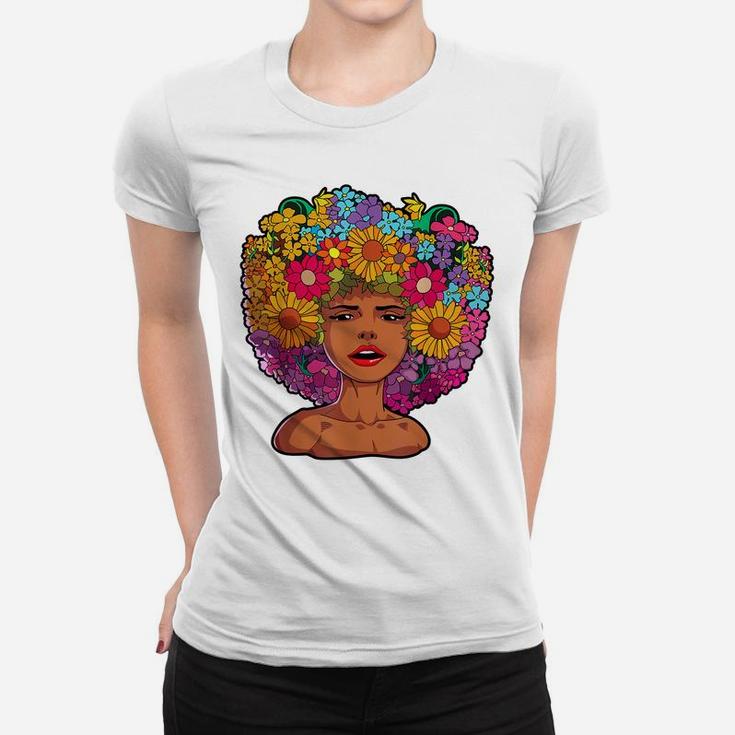 Afro Women African American Melanin Queen Flower African Women T-shirt