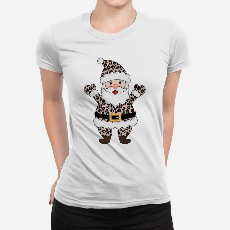 Animal Leopard Print Santa Claus Pattern Christmas Xmas Gift Women T-shirt