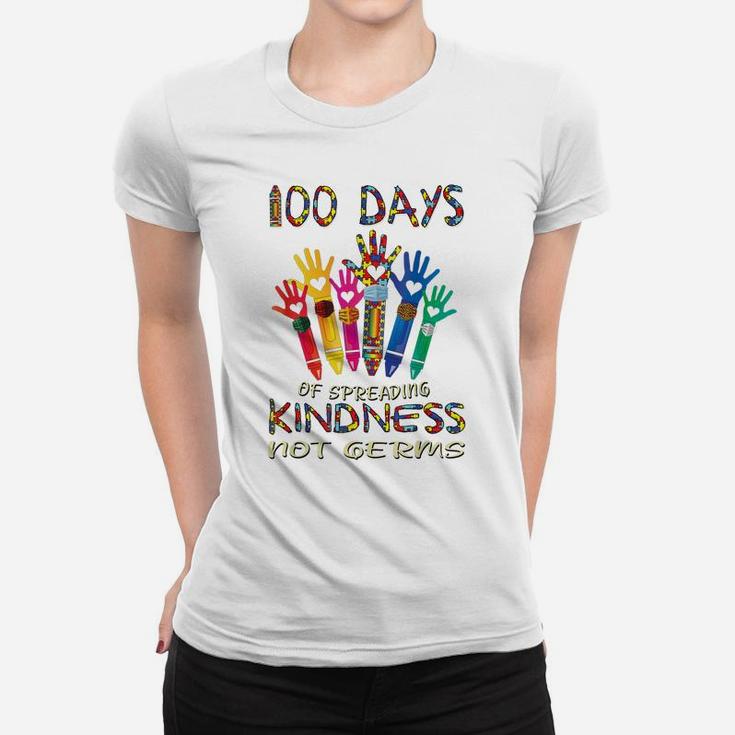 Autism Awareness 100 Days Of Spreading Kindness Not Germs Women T-shirt