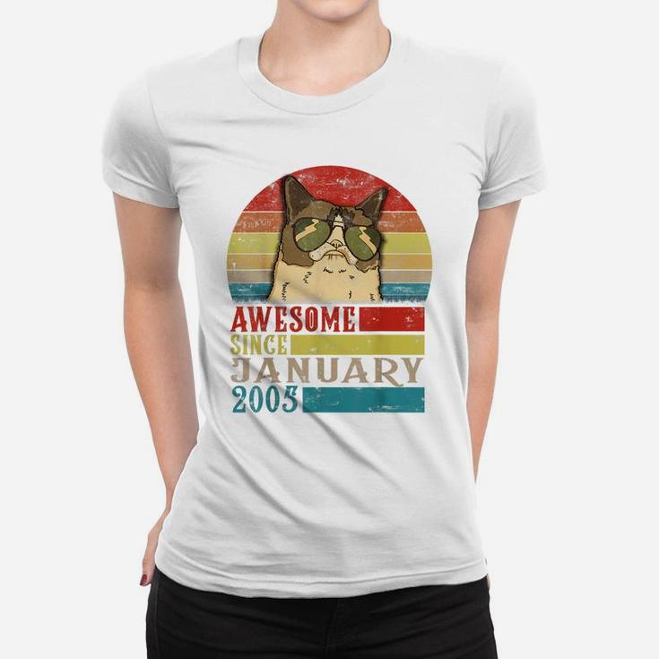 Awesome Since January 2005 15Th Birthday Gift For Cat Lovers Women T-shirt