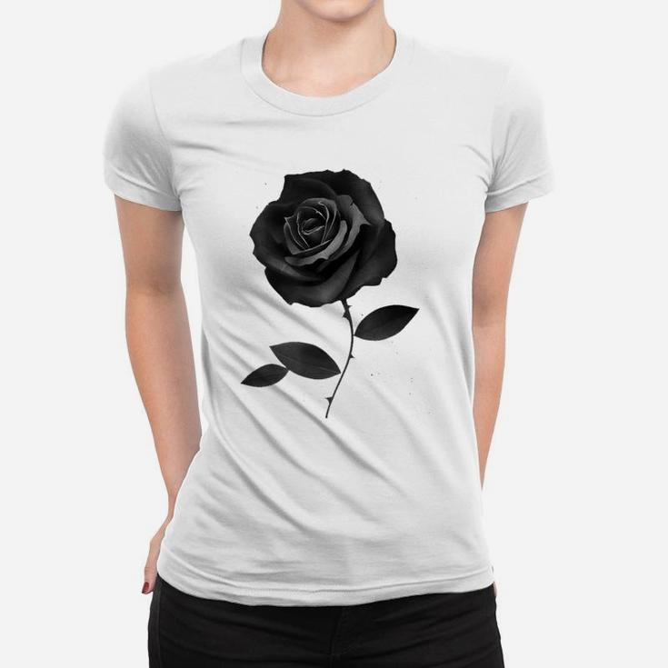 Beautiful Black Rose Flower Women T-shirt