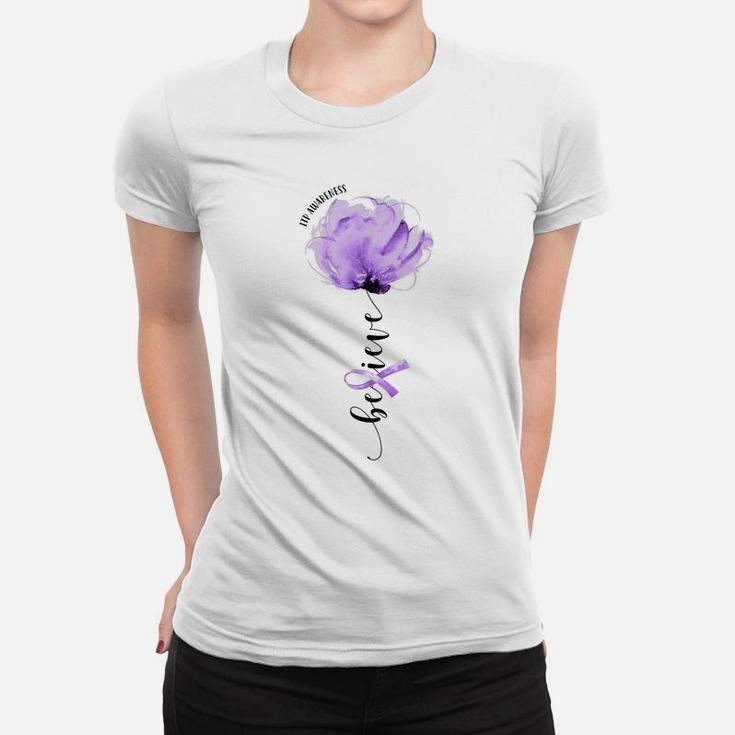 Believe Itp Awareness Purple Ribbon Flower Lovers Women T-shirt