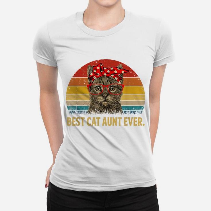 Best Cat Aunt Ever Family Tshirt Retro Vintage Cat Aunt Gift Women T-shirt