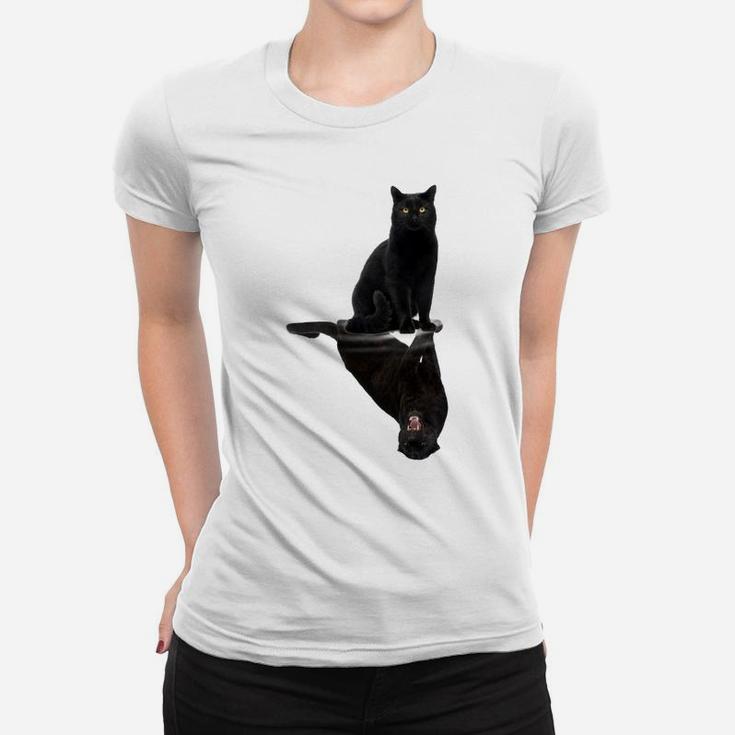 Black Cats Reflection Gift Cat Lovers Cute Black Tiger Women T-shirt