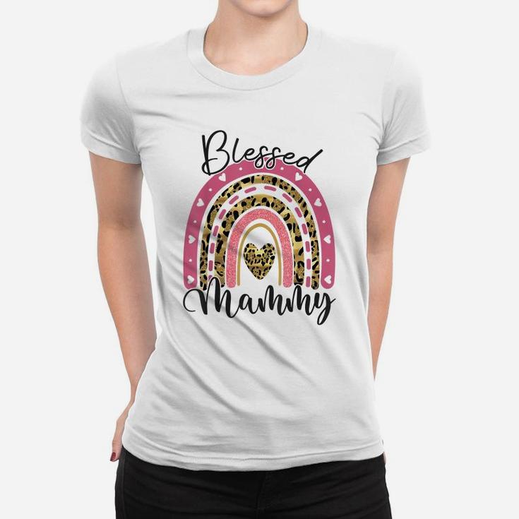Blessed Mammy Funny Leopard Boho Rainbow Mammy Life Women T-shirt