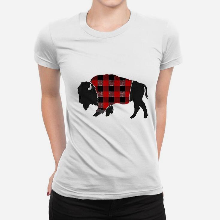 Buffalo Plaid Bison Red And Black Women T-shirt