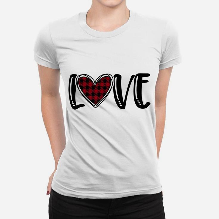 Buffalo Plaid Love Womens Valentines Day Women T-shirt