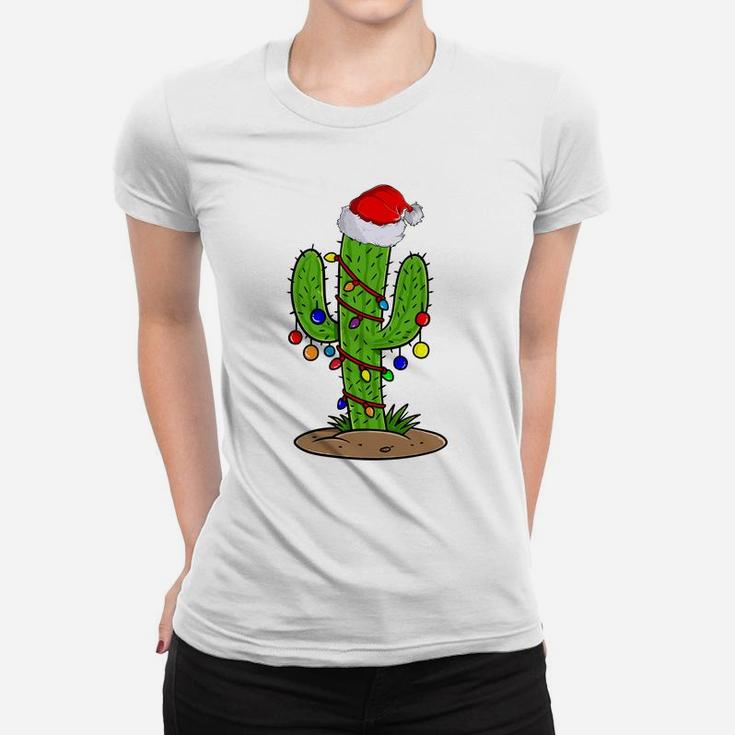 Cactus Christmas Tree Gift Santa Xmas Succulent Plant Lovers Sweatshirt Women T-shirt