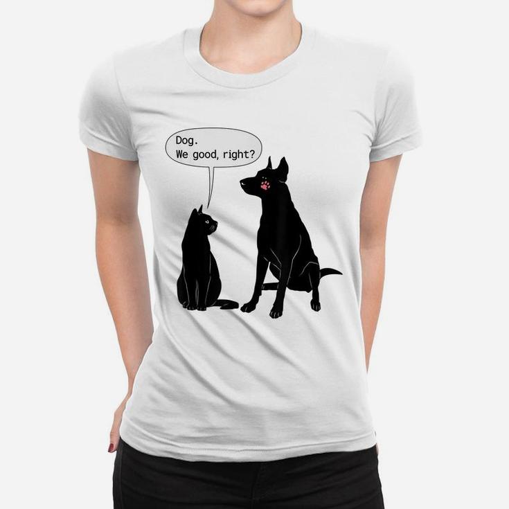 Cat Humor Cat Slap Dog Funny Black Cat And Dog Lovers Women T-shirt