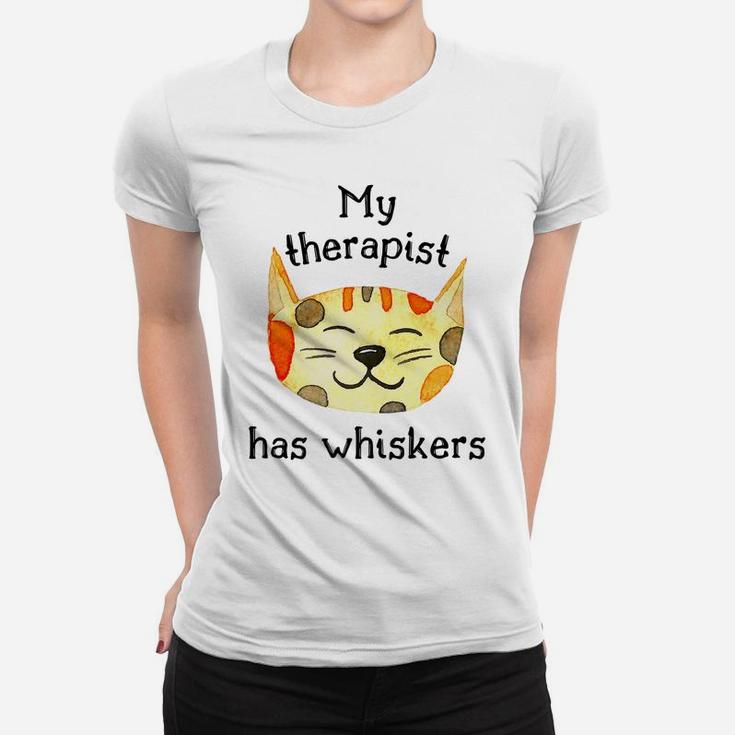 Cat Lovers' My Therapist Has Whiskers Cute Funny Women T-shirt