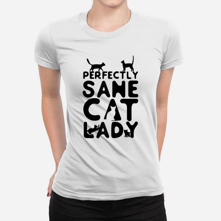 Cat Lovers Perfectly Sane Cat Lady Funny Feline Raglan Baseball Tee Women T-shirt