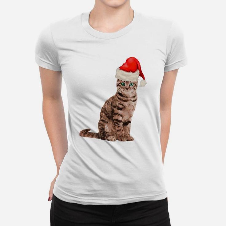 Cat Santa Hat Meowy Merry Christmas In July Women T-shirt