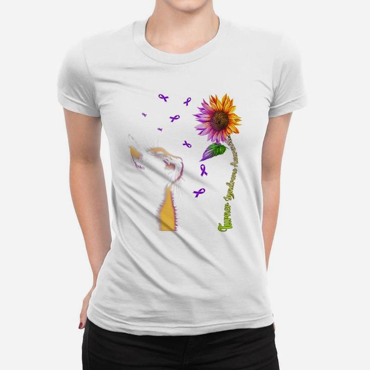 Cat Sunflower Turner Syndrome Awareness Women T-shirt