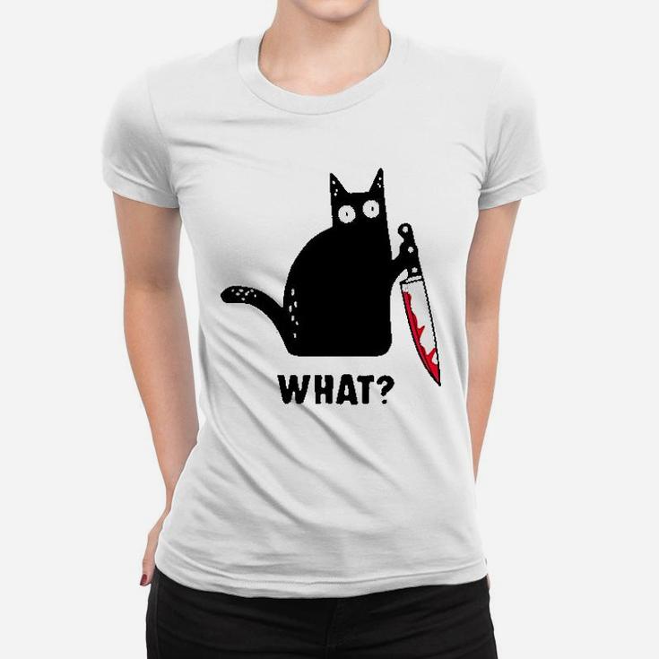 Cat What Funny Black Cat Women T-shirt