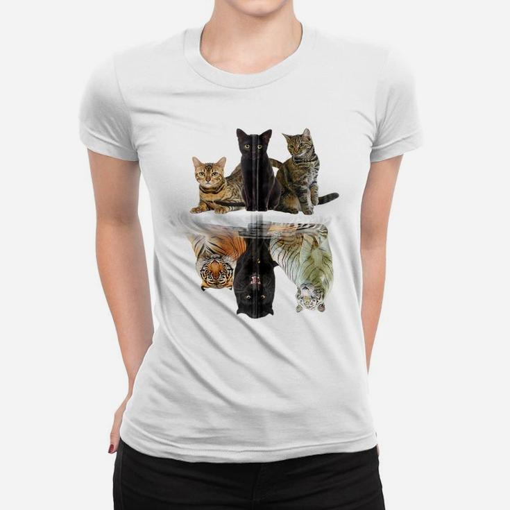 Cats Reflection Gift Friend Cat Lovers Cute Tiger Zip Hoodie Women T-shirt