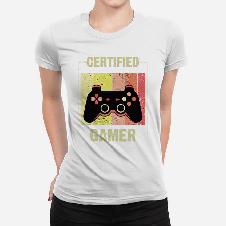 Certified Gamer Retro Funny Video Games Gaming Boys Girls Women T-shirt