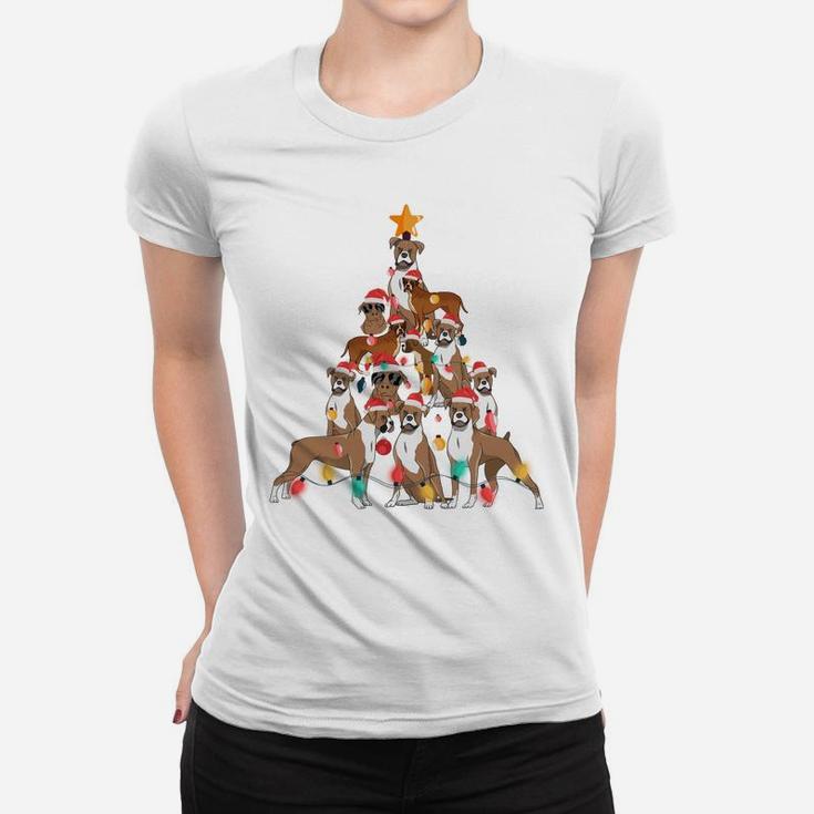Christmas Dog Boxer Tree Holiday Gifts Dog Lover Funny Xmas Sweatshirt Women T-shirt