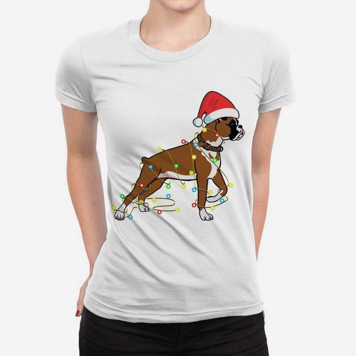 Christmas Lights Boxer Dog Lover Funny Gift Women T-shirt