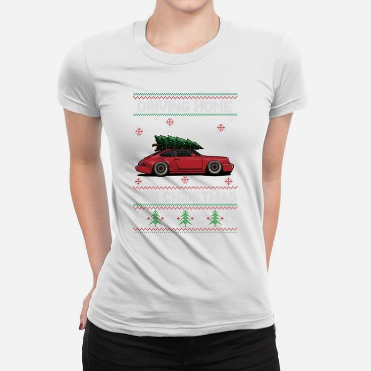 Christmas Tree Oldtimer Car Xmas Ugly Sweater Pullover Look Sweatshirt Women T-shirt