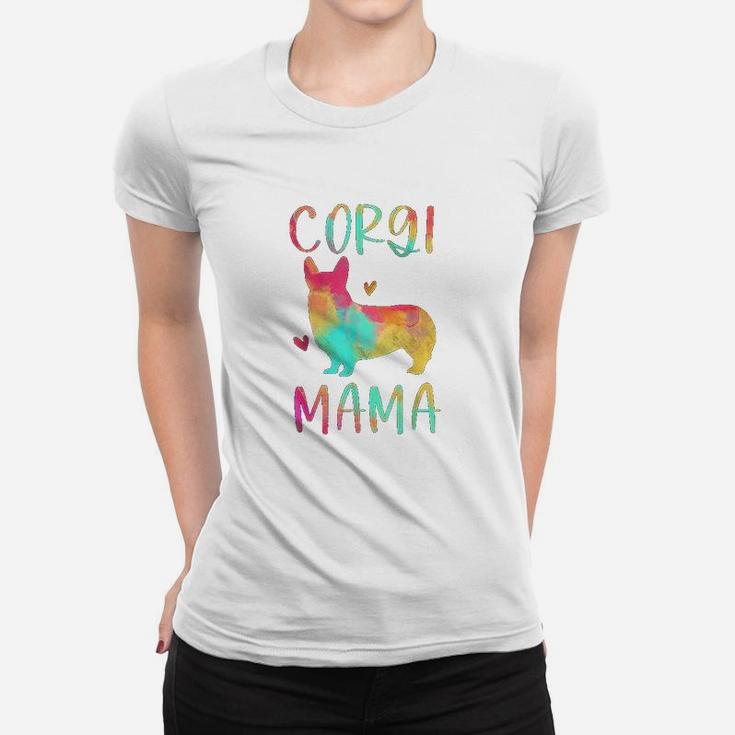 Corgi Mama Colorful Welsh Corgi Gifts Dog Mom Women T-shirt