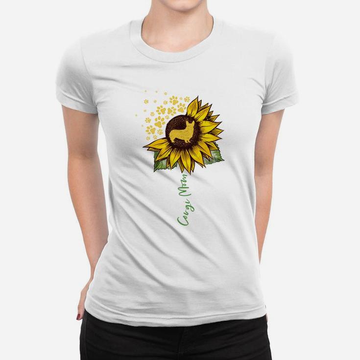 Corgi Mom Sunflower Corgi Lover Gifts Dog Mom Mama Women T-shirt