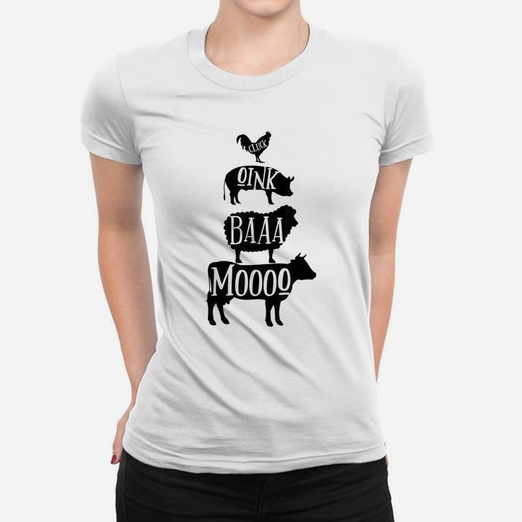 Cow Pig Sheep Chicken | Stack Farm Animal Sounds Silhouettes Women T-shirt