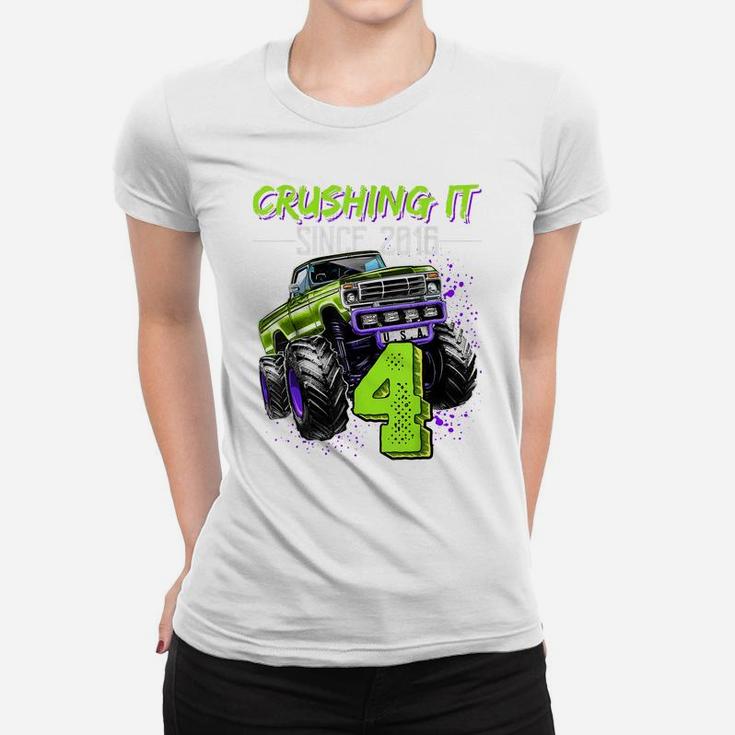 Crushing It Since 2016 4Th Birthday Monster Truck Gift Boys Women T-shirt