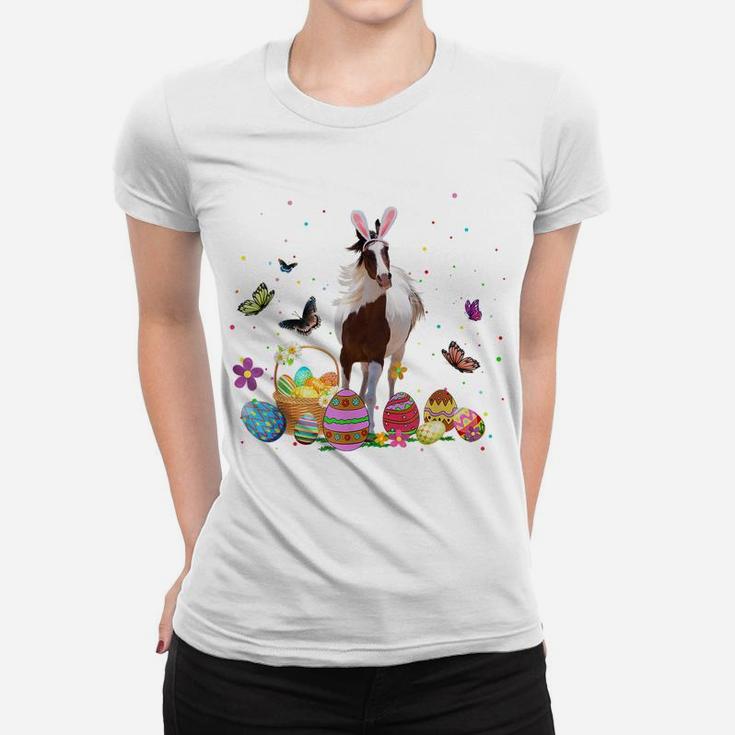 Cute Horse Bunny Egg Hunting Colorful Egg Happy Easter Day Women T-shirt