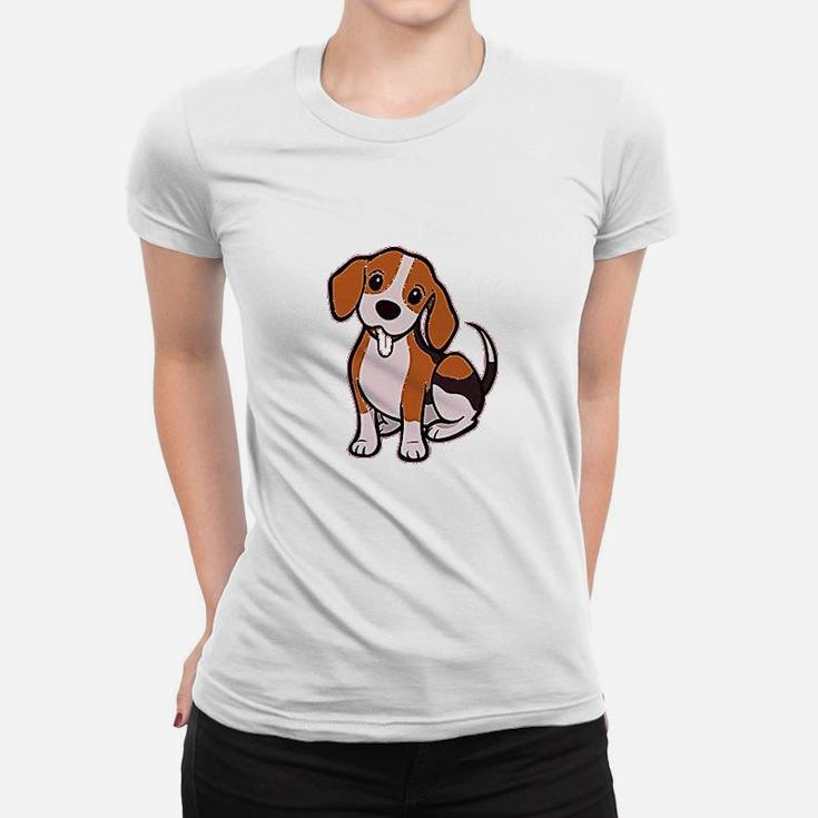 Cute Little Puppy Dog Love With Tongue Out Women T-shirt