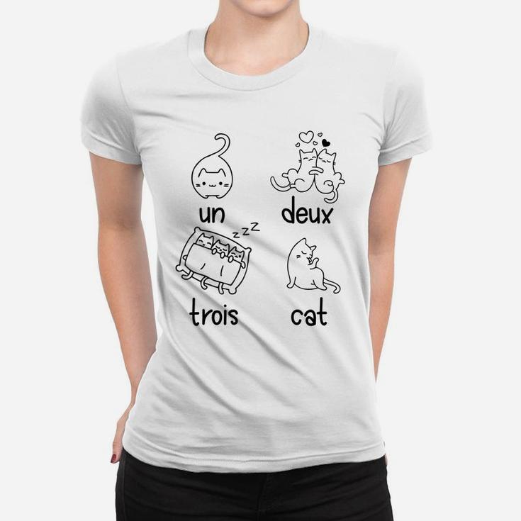 Cute Un Deux Trois Cat Loving French 1-2-3-4 Counting Kitty Raglan Baseball Tee Women T-shirt