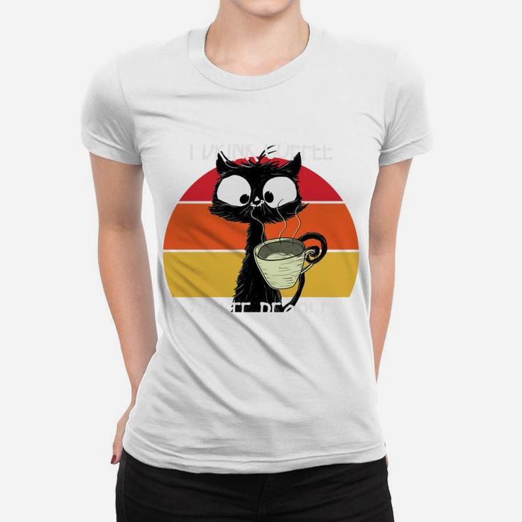 Cute Vintage Cat | Retro Cat | Coffee Cat | Black Cat Women T-shirt