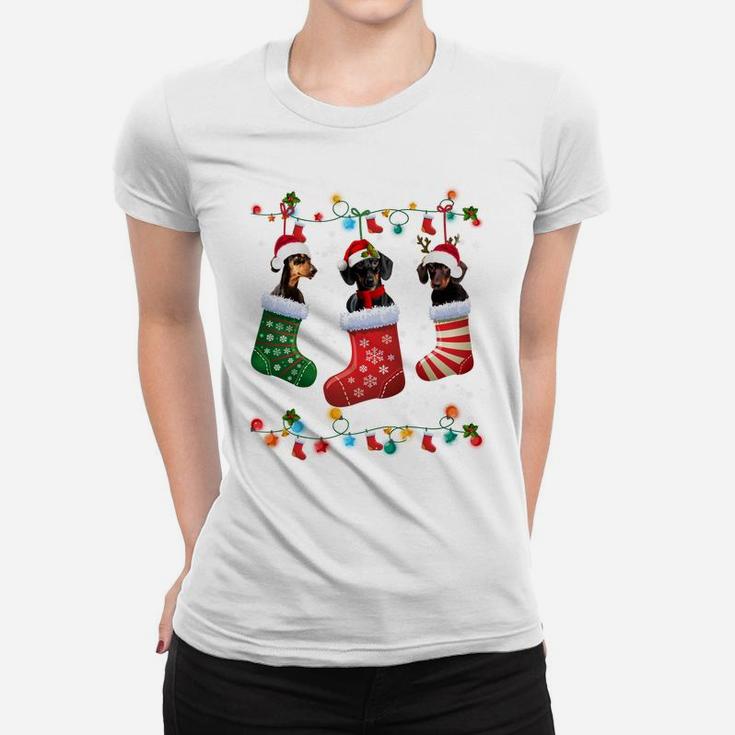 Dachshund Christmas Socks Funny Xmas Pajama Dog Lover Gift Sweatshirt Women T-shirt