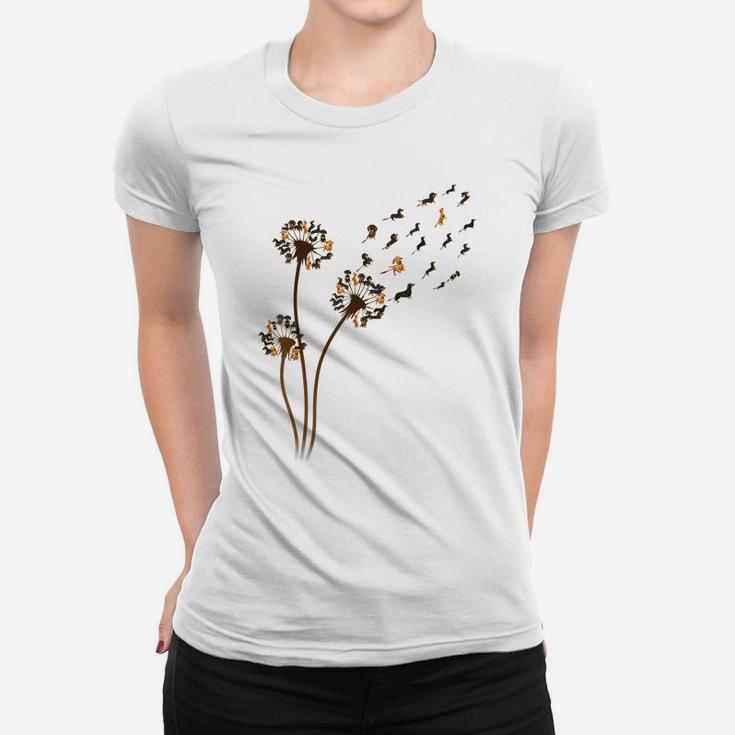 Dachshund Flower Fly Dandelion Funny Cute Dog Lover Women T-shirt