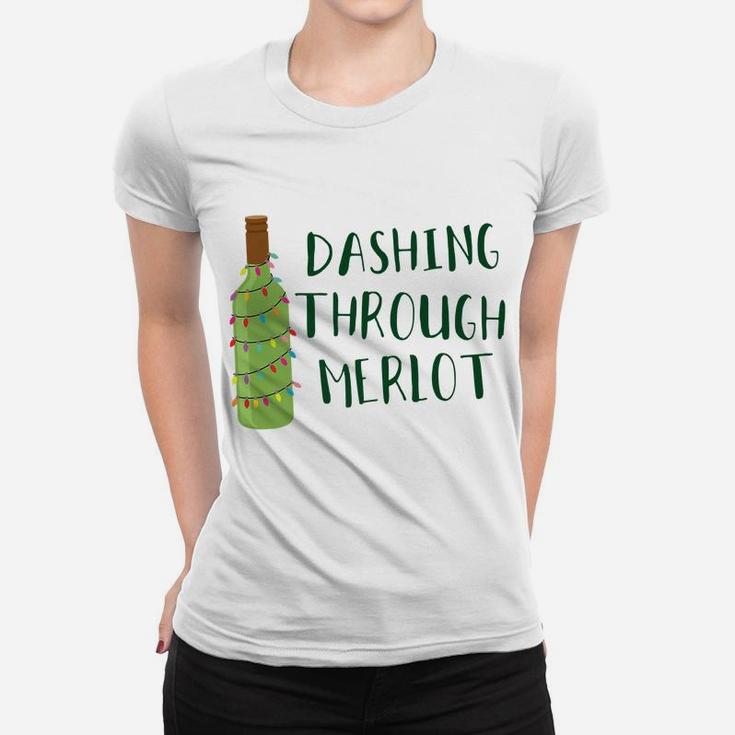 Dashing Through Merlot Funny Wine Drinking Women T-shirt