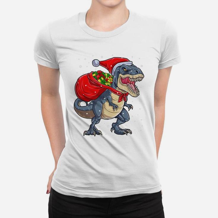 Dinosaur Christmas T Rex Santa Claus Xmas Boys Kids Gifts Women T-shirt