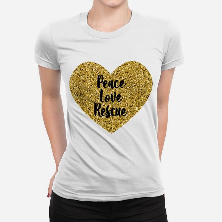 Dog Lover Peace Love Rescue Dog Mom Women T-shirt
