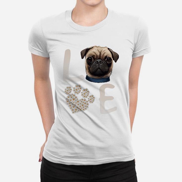 Dogs 365 Love Pug Dog Paw Pet Rescue Women T-shirt
