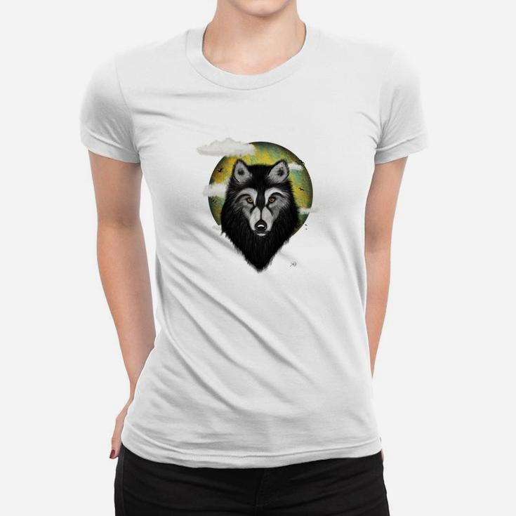Einsamer Wolf Rudel Alpha Mond Geschenkidee Für Wolfsmenschen Frauen T-Shirt
