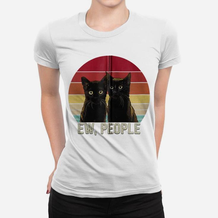 Ew People Funny Black Cats Vintage Kitten Lover Retro Womens Zip Hoodie Women T-shirt