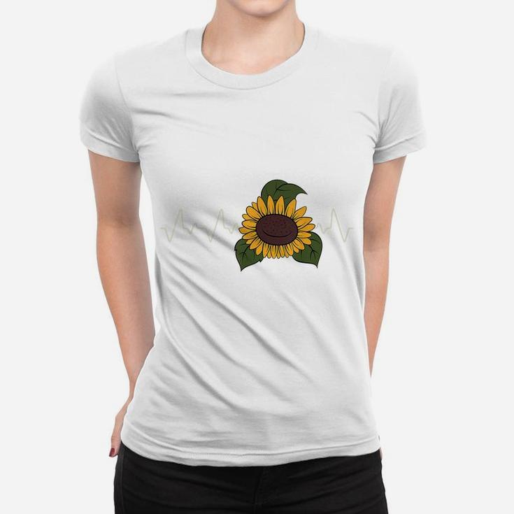 Floral Yellow Flower Blossom Florist Heartbeat Sunflower Women T-shirt
