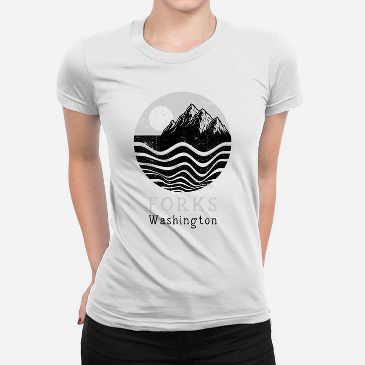 Forks Vintage Mountains Hiking Camping Washington Retro Sweatshirt Women T-shirt