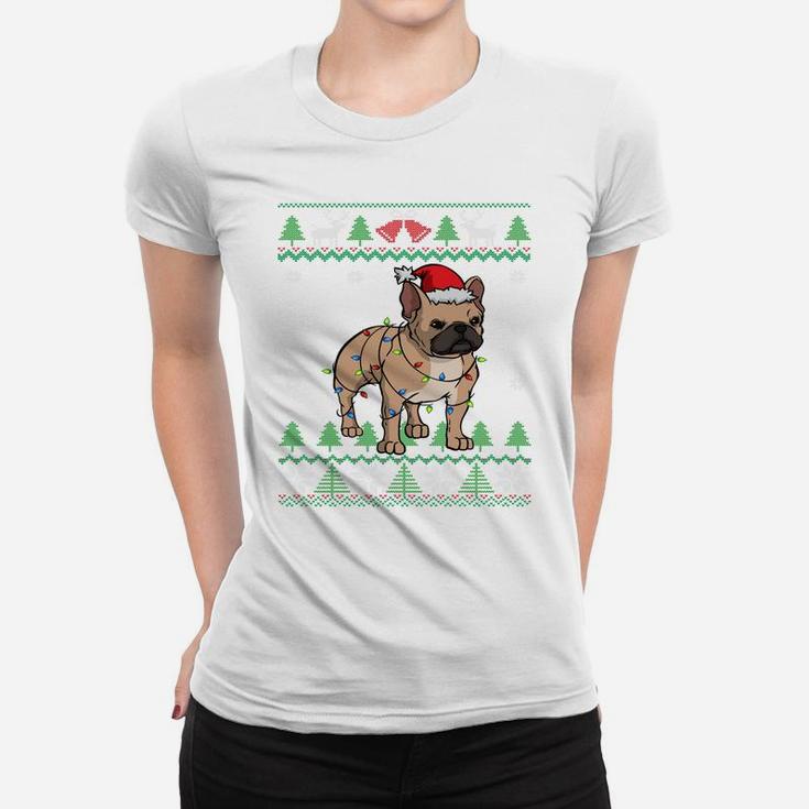 Frenchie Santa Claus | Cute French Bulldog Ugly Christmas Sweatshirt Women T-shirt
