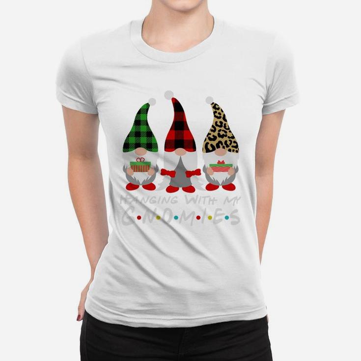 Friends Gnomes Christmas Hanging With My Gnomies Leopard Sweatshirt Women T-shirt