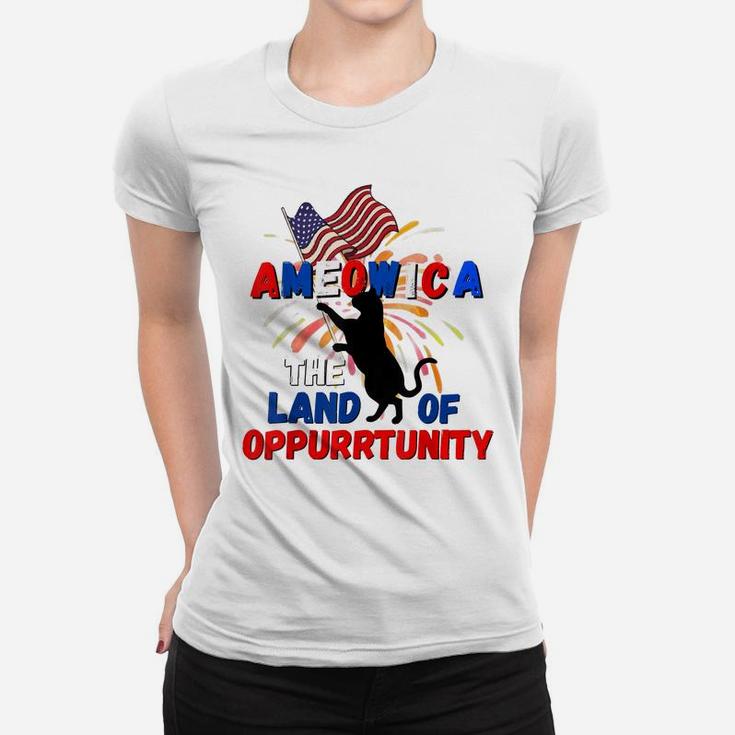 Funny 4Th Of July Ameowica The Land Of Opportunity Kitties Women T-shirt