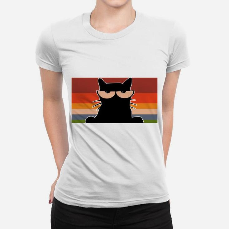 Funny Black Cat T Shirt For Cat Lovers - Vintage Retro Cat Sweatshirt Women T-shirt