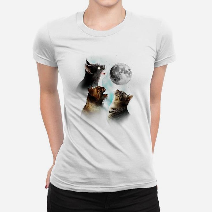 Funny Cat Tshirt, Cats Meowling At Moon Shirt, Cat Lover Women T-shirt