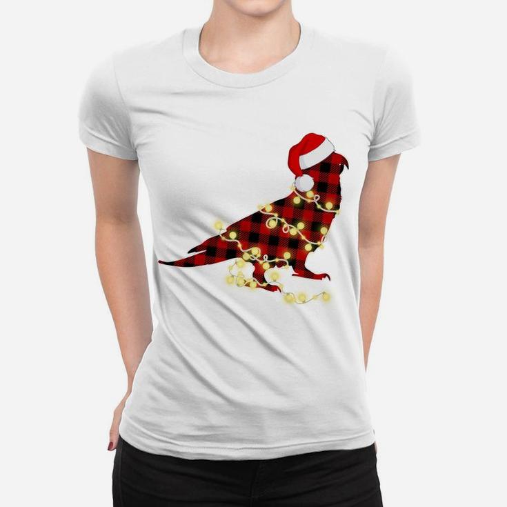 Funny Christmas Light Parrot Red Plaid Family Xmas Gifts Sweatshirt Women T-shirt