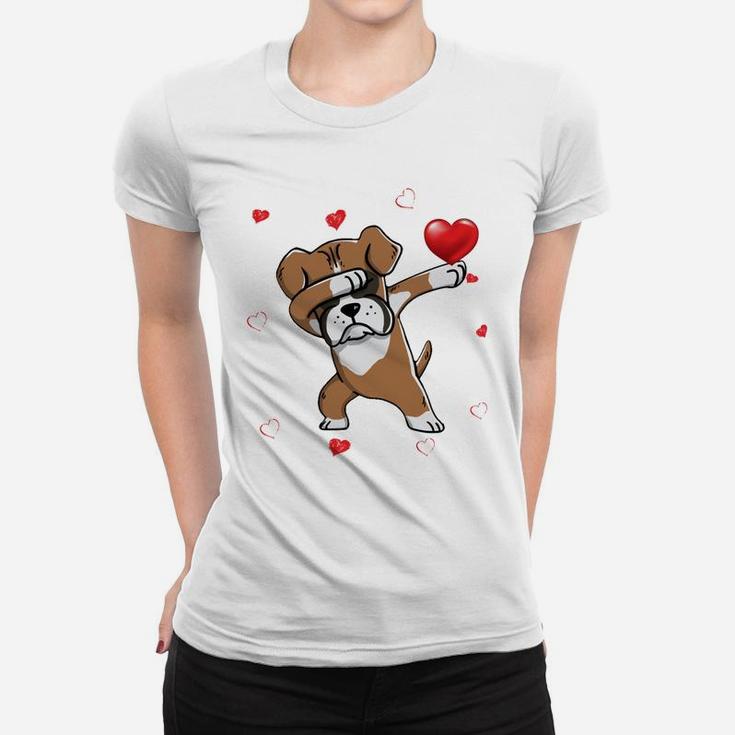 Funny Dabbing Boxer Dog Breeds Valentines Day Gift Women T-shirt