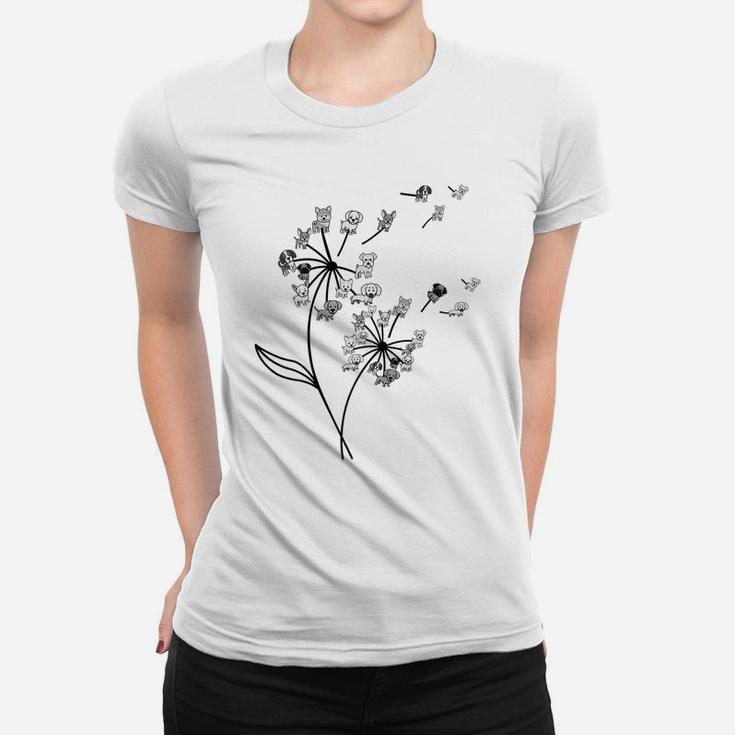 Funny Dandelion Dog Breeds Pets Flower Cute Animal Women T-shirt